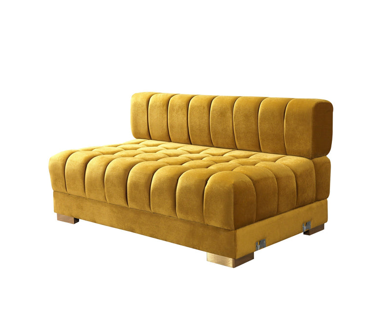 Ariana Mustard Velvet Double Chaise Sectional - Lara FurnitureSectional