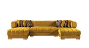 Ariana Mustard Velvet Double Chaise Sectional - Lara FurnitureSectional