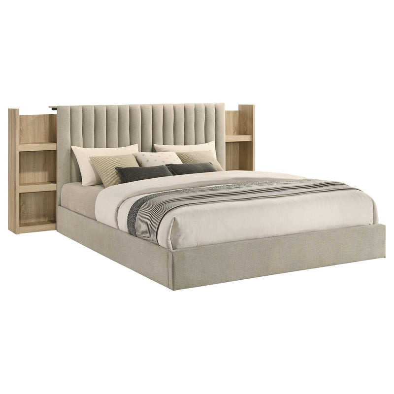 Arielle Eastern King Bookcase Panel Storage Bed Light Oak - 223111KE