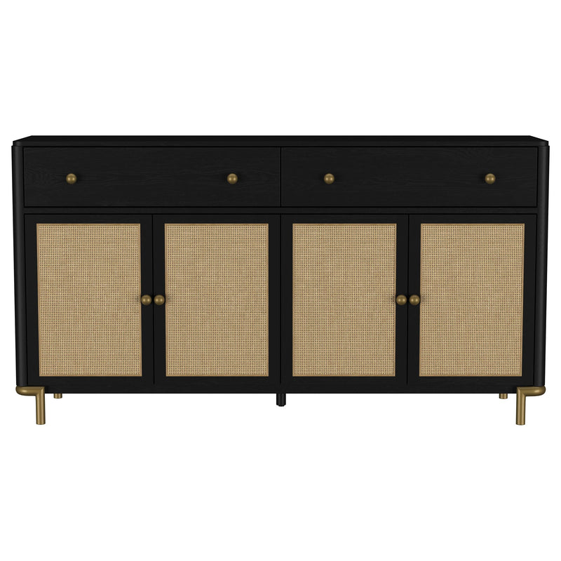Arini 2-drawer Cane Door Dining Sideboard Server Black - 108935BLK