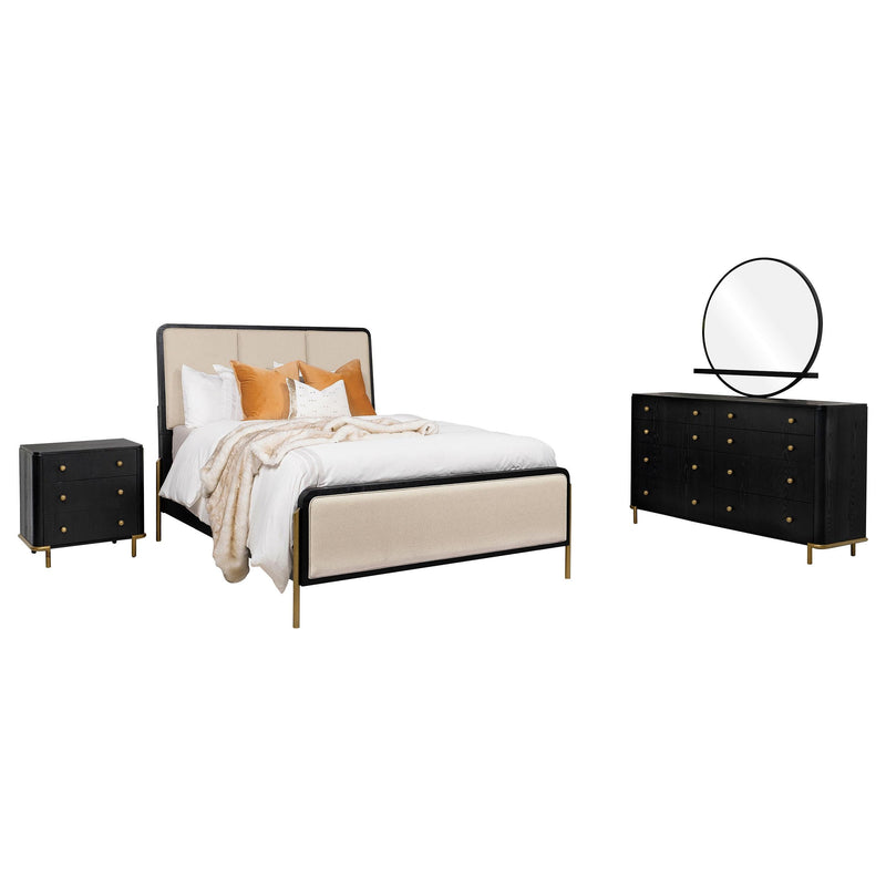 Arini 4-piece California King Bedroom Set Cream and Black - 224331KWCRM-S4
