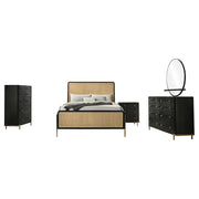 Arini 5-piece Eastern King Bedroom Set Black and Natural - 224330KE-S5