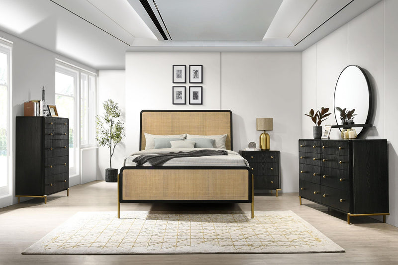Arini 5-piece Queen Bedroom Set Black and Natural - 224330Q-S5