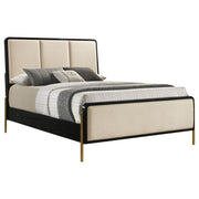 Arini 56-inch Eastern King Panel Bed Cream and Black - 224331KECRM