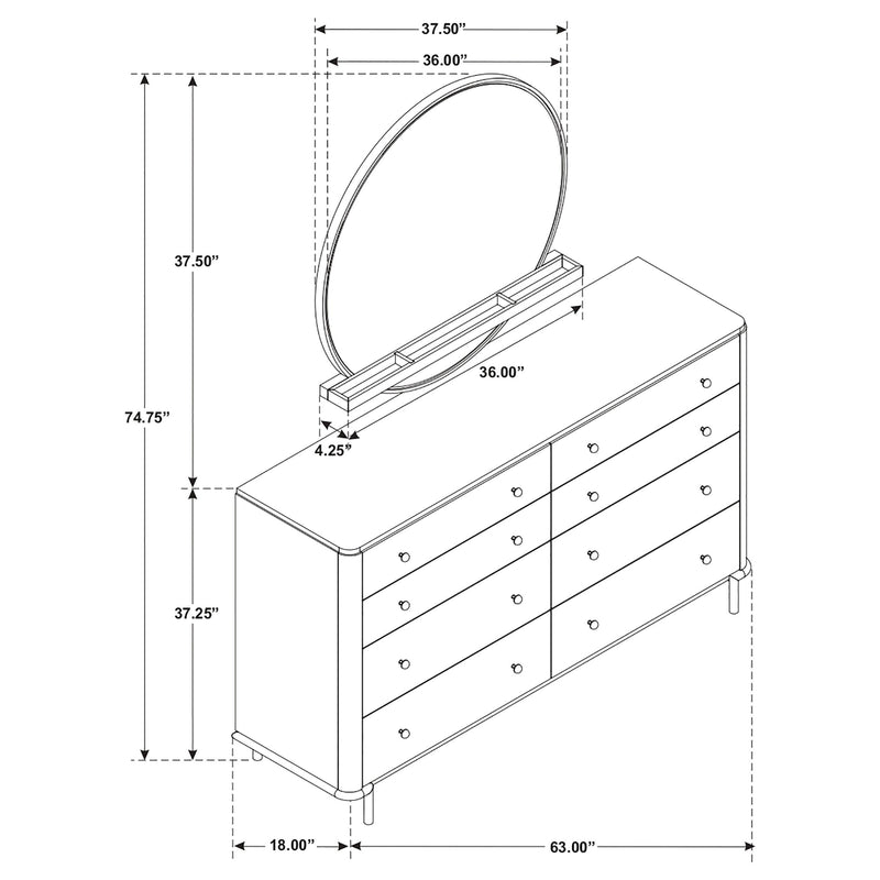 Arini 8-drawer Dresser with Mirror Sand Wash - 224303M