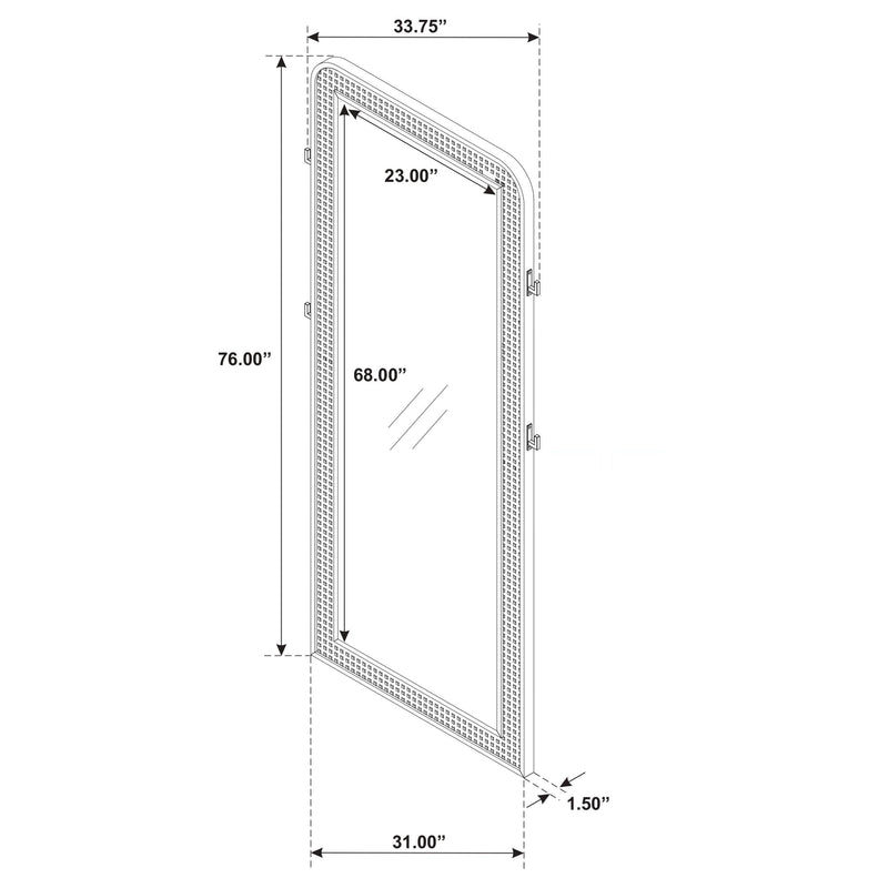 Arini Cane Weave Full Length Standing Floor Mirror Black - 224339