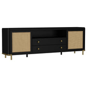 Arini Rattan Cane 2-door TV Stand Media Console Black - 720263