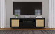 Arini Rattan Cane 2-door TV Stand Media Console Black - 720263