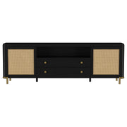 Arini Rattan Cane 2-door TV Stand Media Console Black - 720263