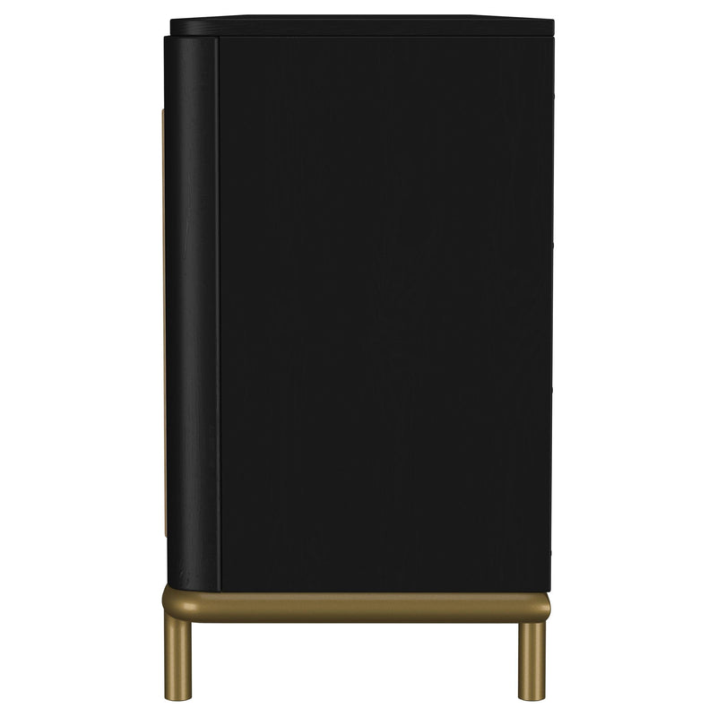 Arini Rattan Cane 2-door TV Stand Media Console Black - 720263