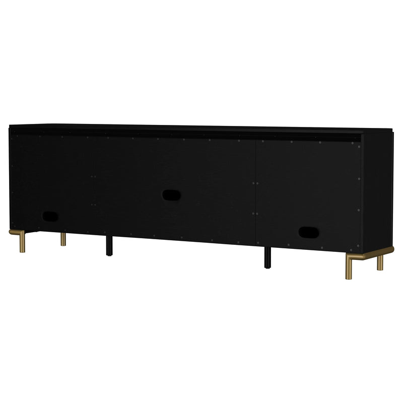 Arini Rattan Cane 2-door TV Stand Media Console Black - 720263