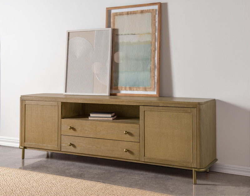 Arini Rattan Cane 2-door TV Stand Media Console Sand Wash - 720253