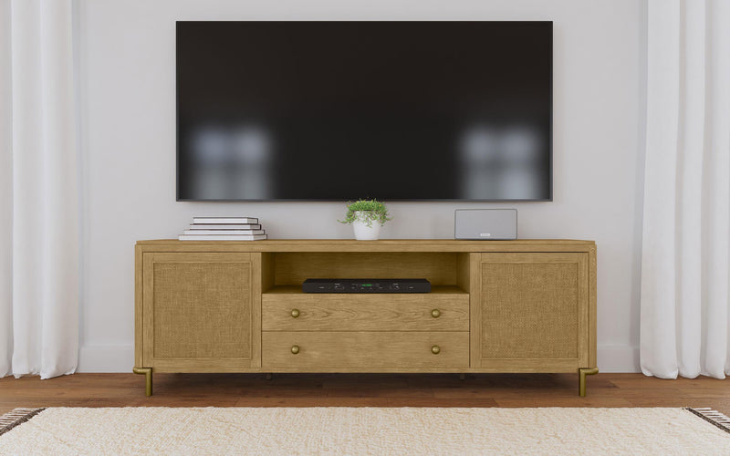 Arini Rattan Cane 2-door TV Stand Media Console Sand Wash - 720253