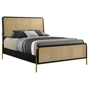Arini Rattan Queen Panel Bed Black and Natural - 224330Q