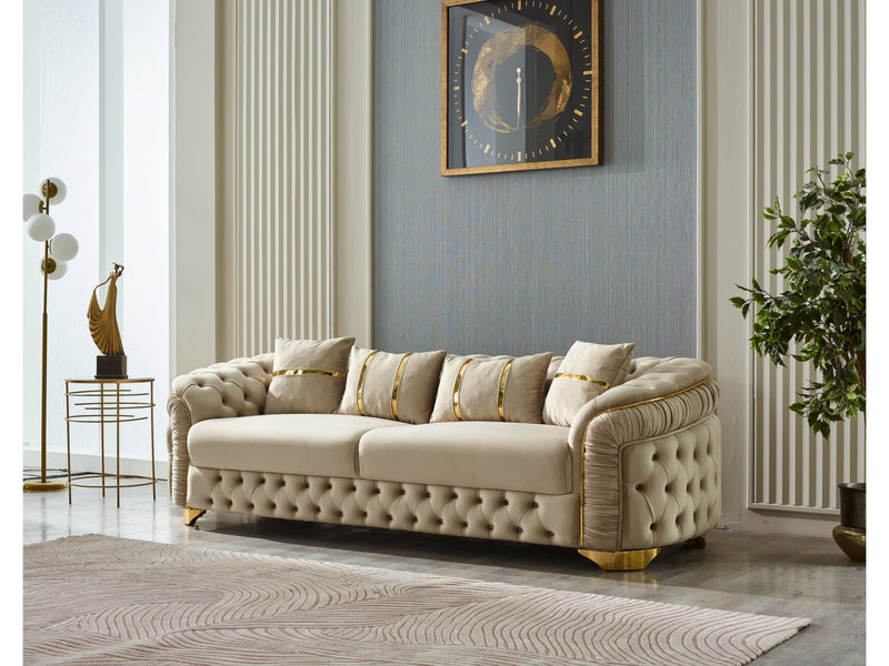 Arizona 3-pieces (Sofa & Loveseat & Chair) Livingroom Set Beige in Beige - 101-ARI-ANK529-321