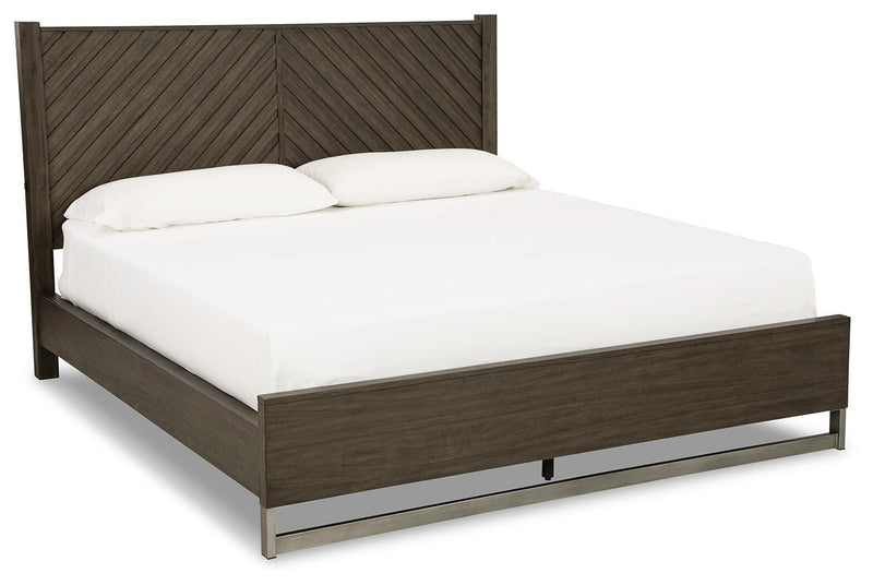 Arkenton Grayish Brown King Panel Bed - B786B4