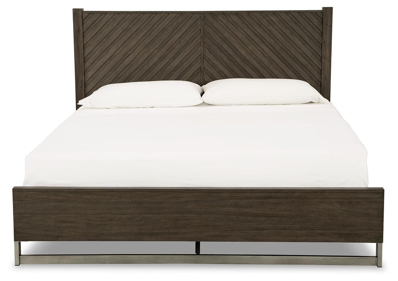 Arkenton Grayish Brown King Panel Bed - B786B4