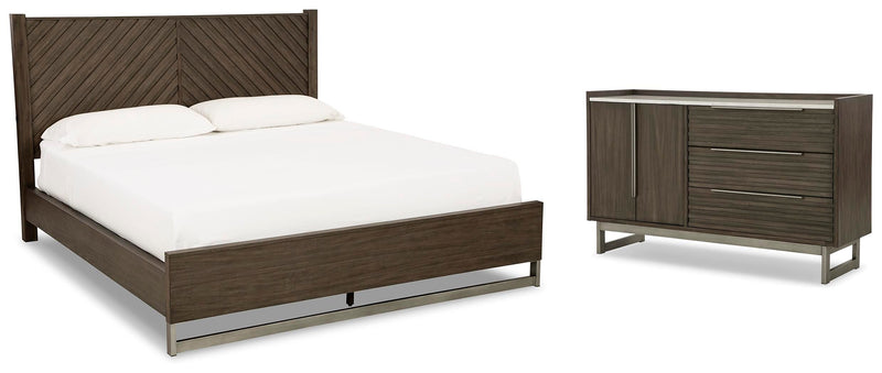 Arkenton King Panel Bed with Dresser in Grayish Brown - PKG014299