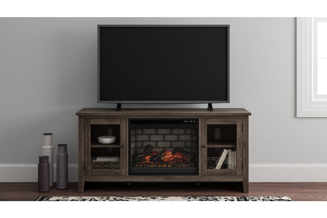 Arlenbry Gray 60" TV Stand with Electric Fireplace - Gate FurnitureTV Stand