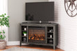 Arlenbry Gray Corner TV Stand with Electric Fireplace - Gate FurnitureTV Stand