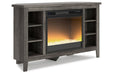 Arlenbry Gray Corner TV Stand with Electric Fireplace - Gate FurnitureTV Stand