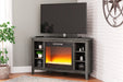 Arlenbry Gray Corner TV Stand with Electric Fireplace - Gate FurnitureTV Stand