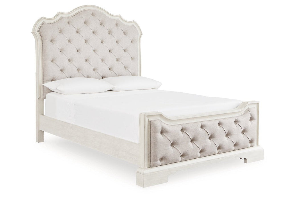 Arlendyne Antique White Queen Upholstered Bed - Gate FurnitureQueen Bed