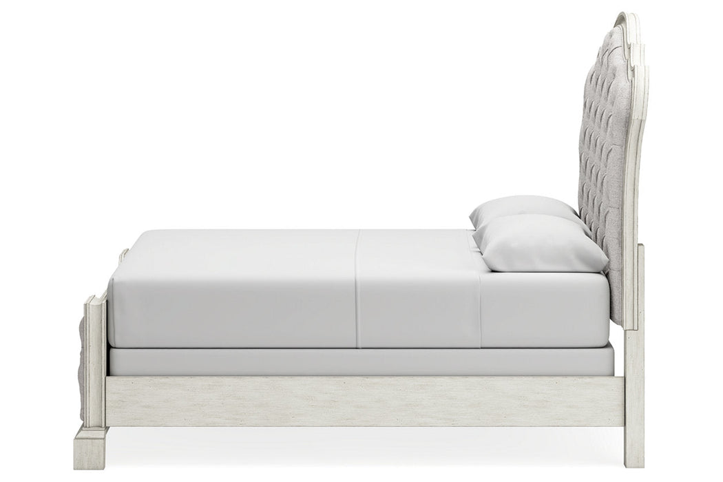 Arlendyne Antique White Queen Upholstered Bed - Gate FurnitureQueen Bed