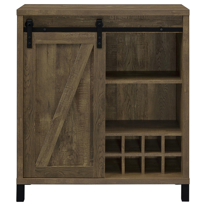 Arlington Sliding Door Home Bar Wine Cabinet Rustic Oak - 182852
