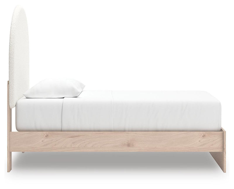 Arloster Tan/White Twin Upholstered Panel Bed - PCB1566B2