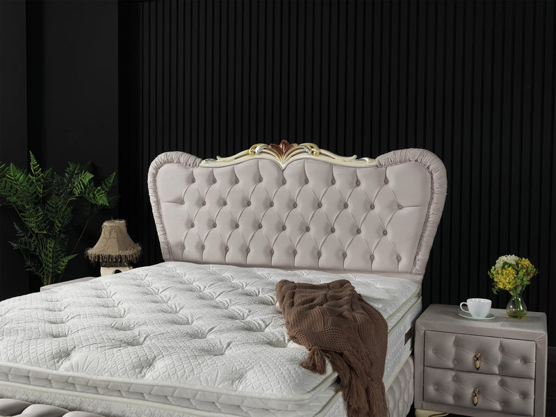 Armada Storage Bed With Headboard Cream - King in Cream - 110-ARM-L01-200-SB
