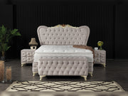 Armada Storage Bed With Headboard Cream - Queen in Cream - 110-ARM-L01-150-SB