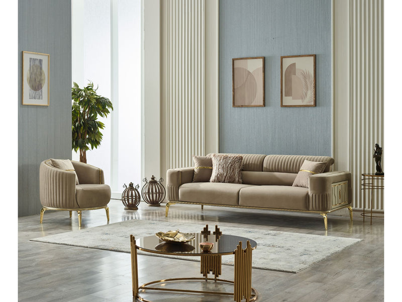 Armoni 3-pieces (Sofa & Loveseat & Chair) Livingroom Set Beige in Beige - 101-ARM-LV260-321