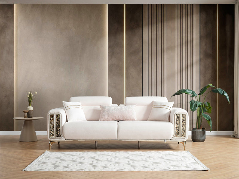Armoni Elf 3-pieces (Sofa & Loveseat & Chair) Livingroom in White - 200-ELIF-ARM-A534-321