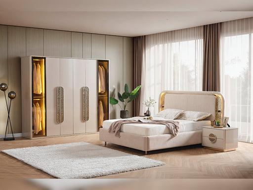Armoni Elf Bedroom (Queen Frame With Headboard & Dresser With Mirror & Ottoman & 2 Nightstand) - 200-ELIF-ARM-A531-QBED-SET