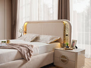 Armoni Elf Bedroom (Queen Frame With Headboard & Dresser With Mirror & Ottoman & 2 Nightstand) - 200-ELIF-ARM-A531-QBED-SET