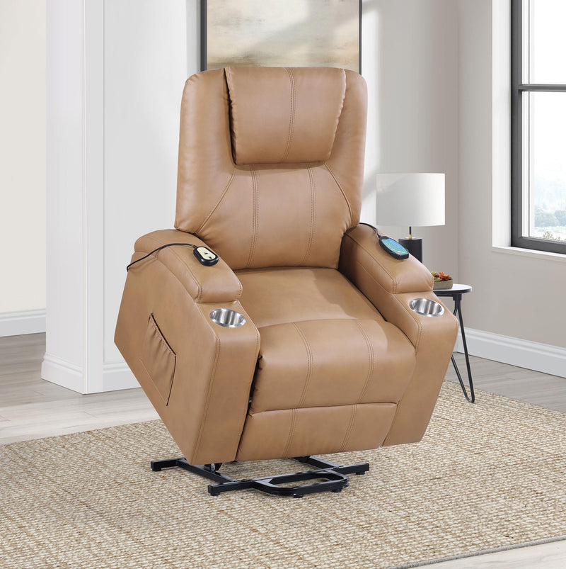 Armstrong Faux Leather Power Lift Massage Recliner Camel - 609476P