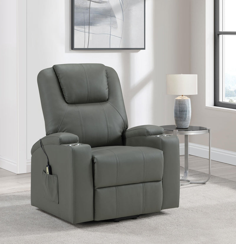 Armstrong Faux Leather Power Lift Massage Recliner Grey - 609478P