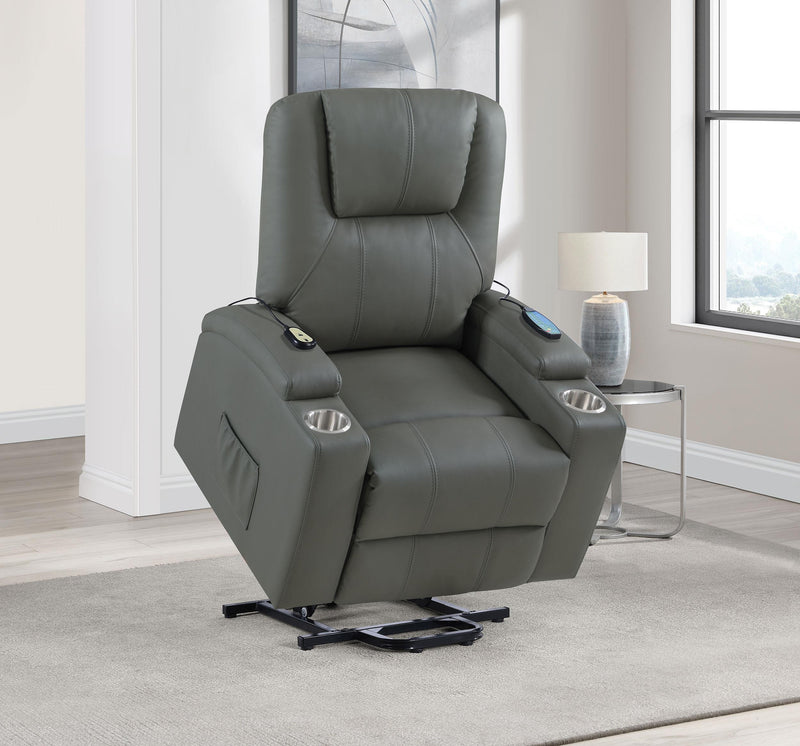 Armstrong Faux Leather Power Lift Massage Recliner Grey - 609478P