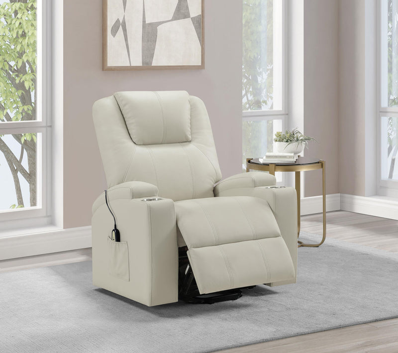 Armstrong Faux Leather Power Lift Massage Recliner Ivory - 609477P