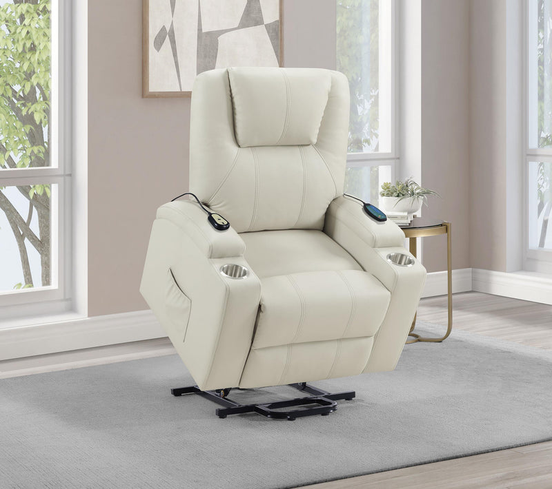 Armstrong Faux Leather Power Lift Massage Recliner Ivory - 609477P