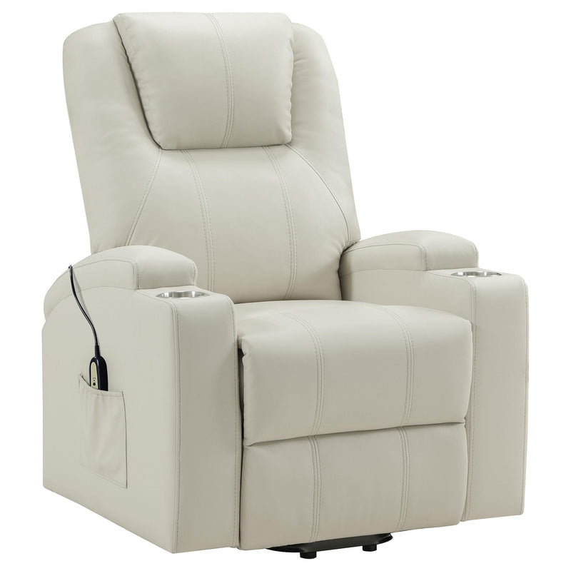 Armstrong Faux Leather Power Lift Massage Recliner Ivory - 609477P