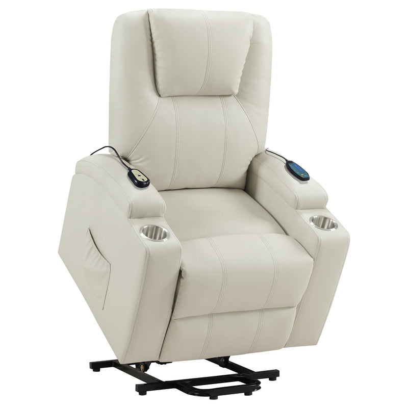 Armstrong Faux Leather Power Lift Massage Recliner Ivory - 609477P