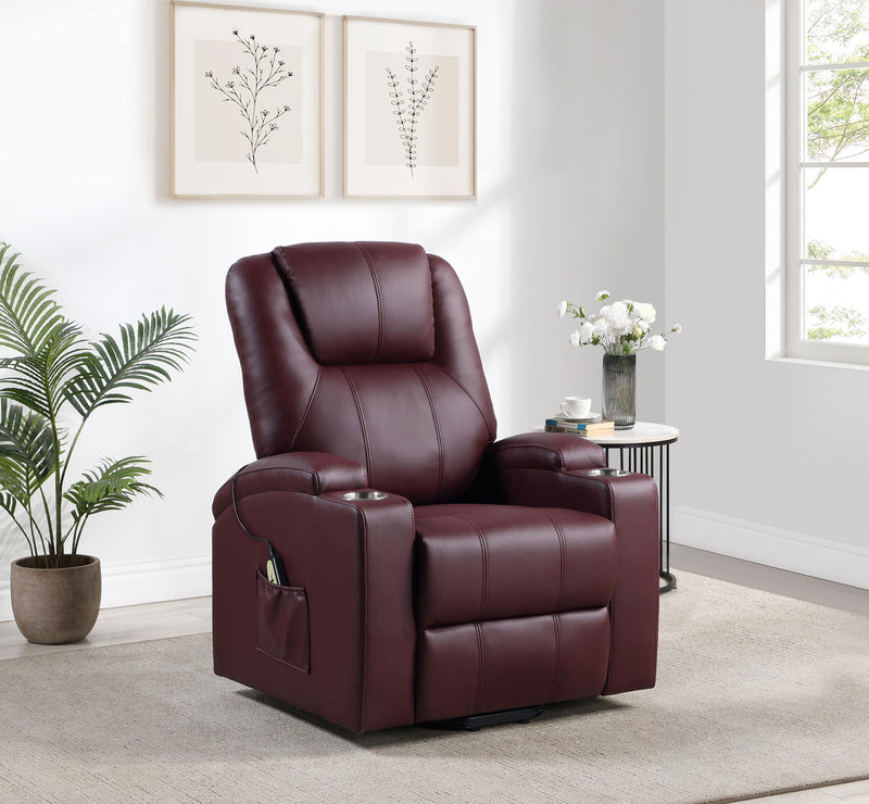 Armstrong Faux Leather Power Lift Massage Recliner Wine - 609479P