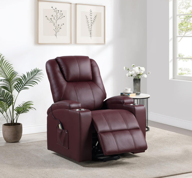 Armstrong Faux Leather Power Lift Massage Recliner Wine - 609479P