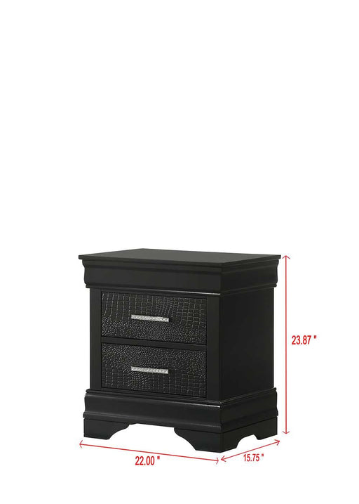 Arya - Black 2 Drawers Nightstand - B322-N