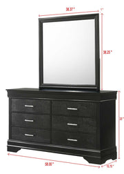 Arya - Black 6 Drawers Dresser - B322-D