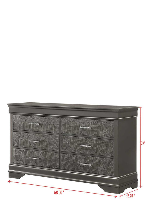 Arya - Gray 6 Drawers Dresser - B320-D