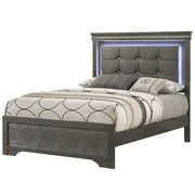 Arya - Gray Full Bed with Upholstered Headboard and LED Light - B320-F-Bed