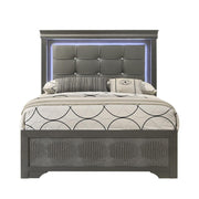 Arya - Gray Full Bed with Upholstered Headboard and LED Light - B320-F-Bed